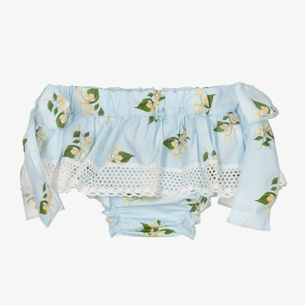 Phi Clothing - Girls Blue Floral Cotton Bloomer Shorts | Childrensalon