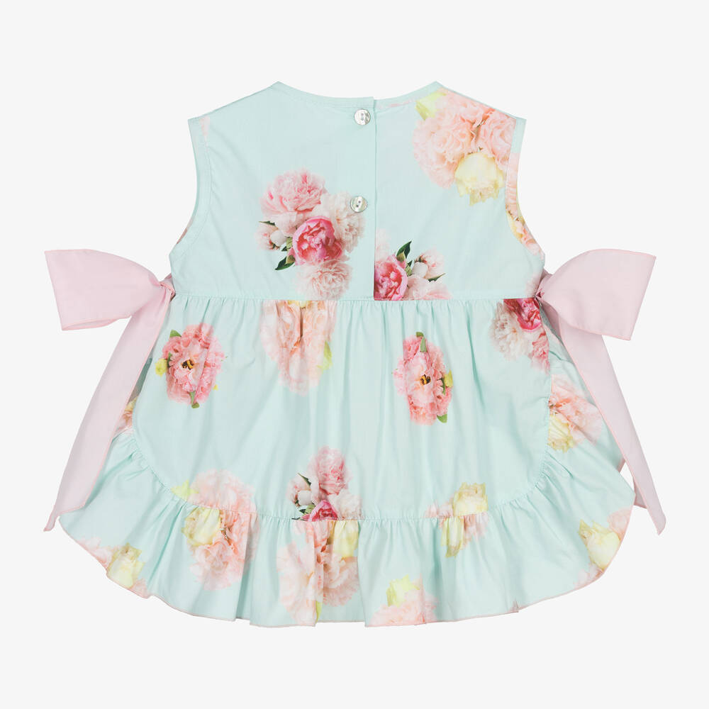 Phi Clothing-Girls Blue Floral Cotton Blouse | Childrensalon Outlet