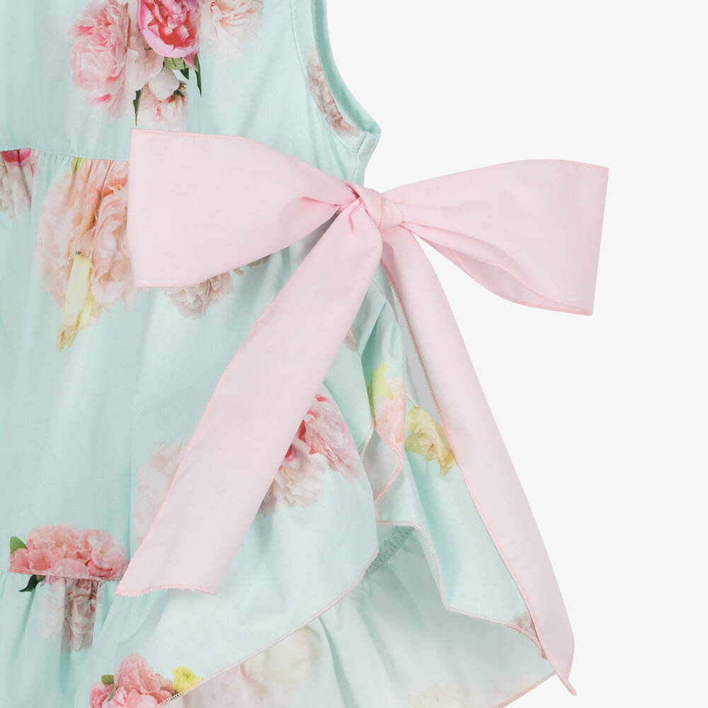 Phi Clothing-Girls Blue Floral Cotton Blouse | Childrensalon Outlet