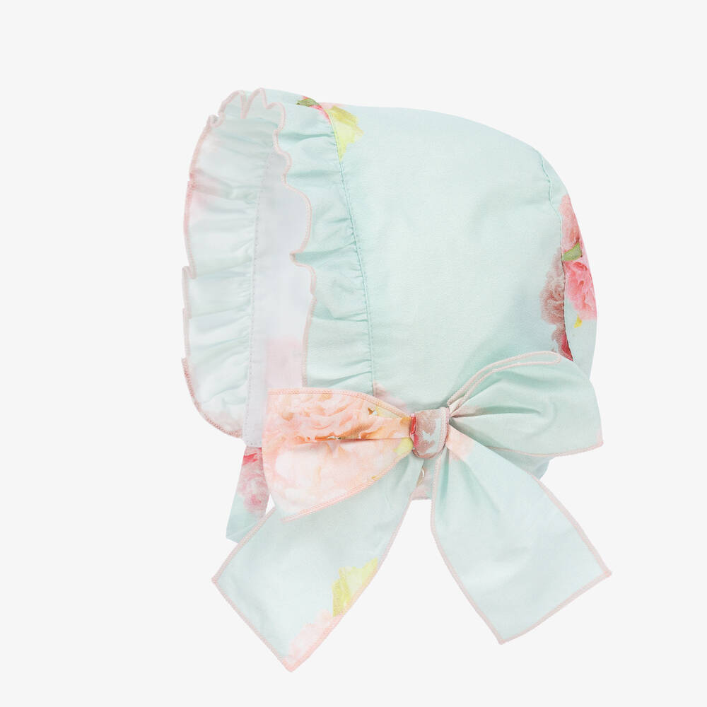 Phi Clothing-Girls Blue Floral Cotton Bonnet | Childrensalon Outlet