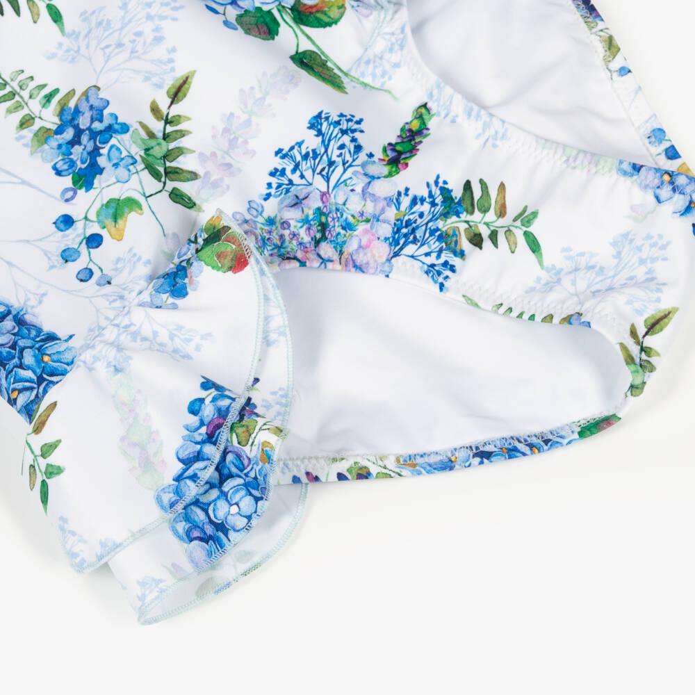 Phi Clothing-مايوه قطعة واحدة أزرق مزهر للبنات | Childrensalon Outlet