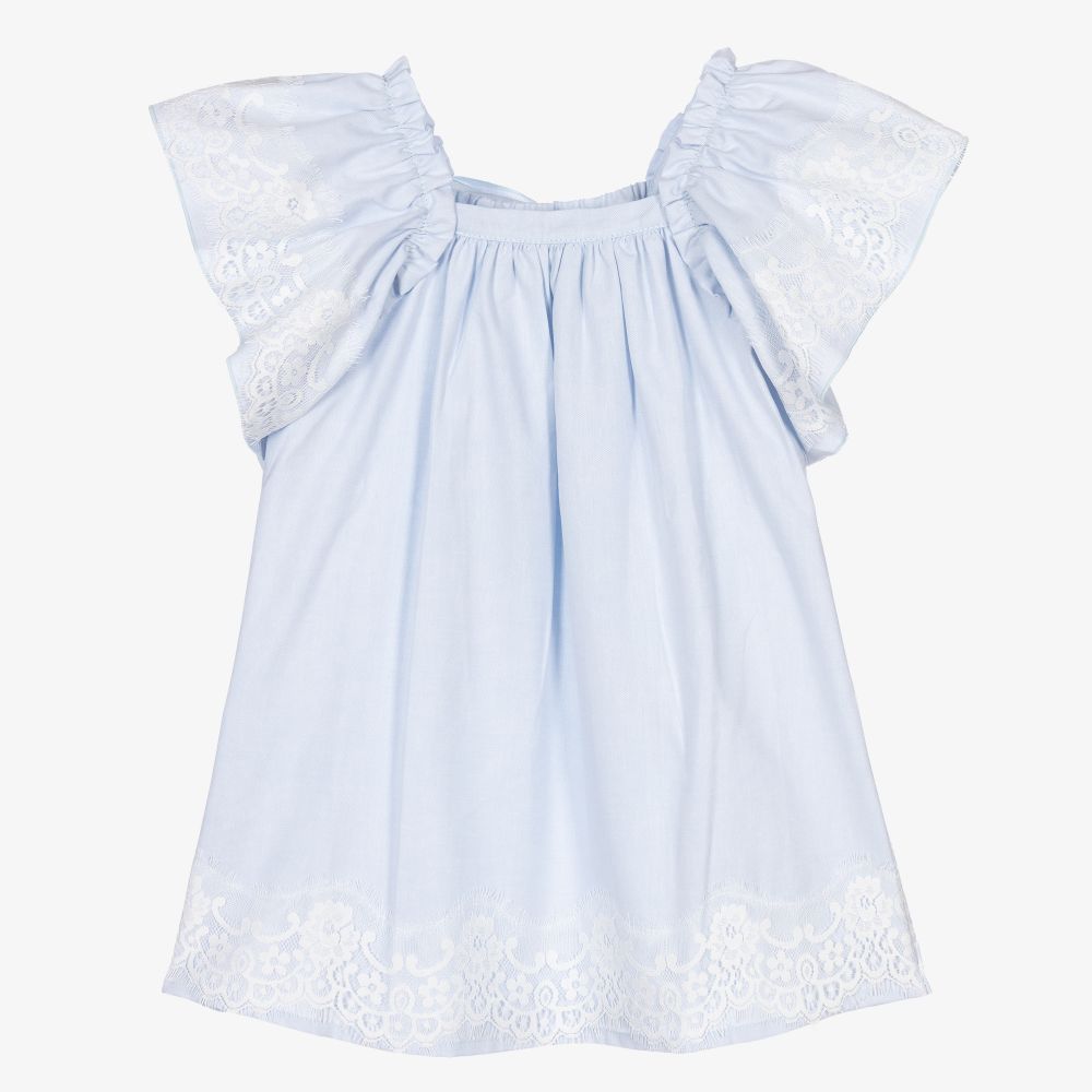 Phi Clothing - Robe bleue en dentelle Fille | Childrensalon