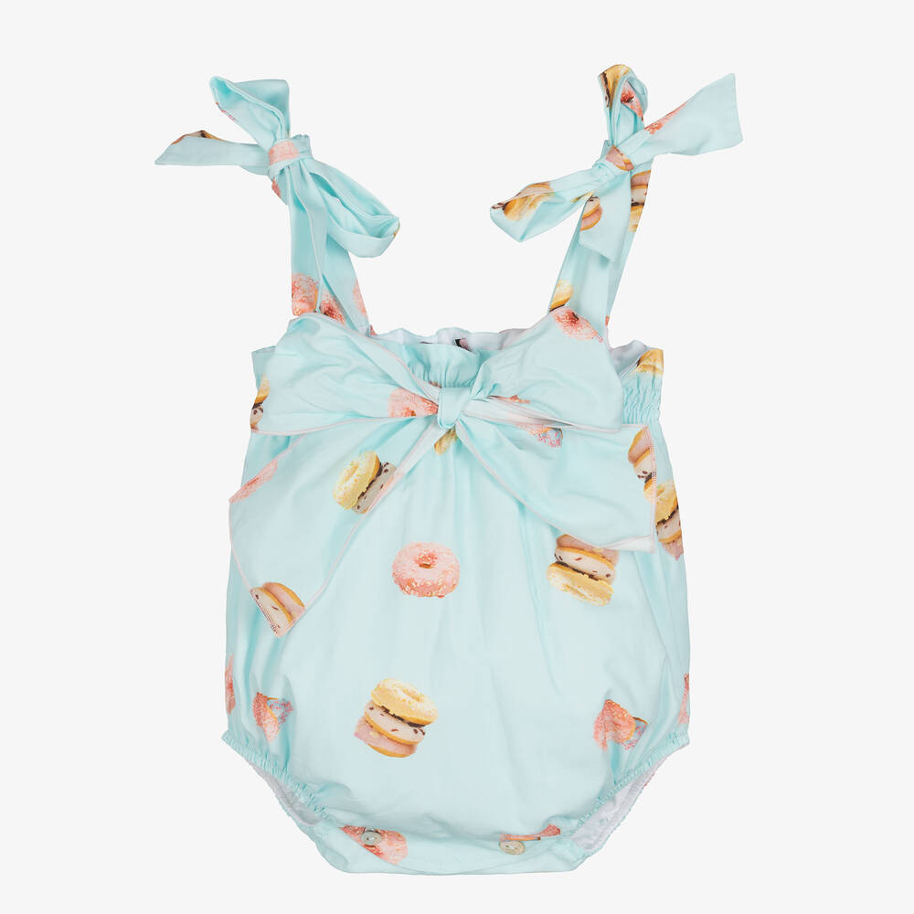 Phi Clothing - Barboteuse bleue et rose à donuts | Childrensalon