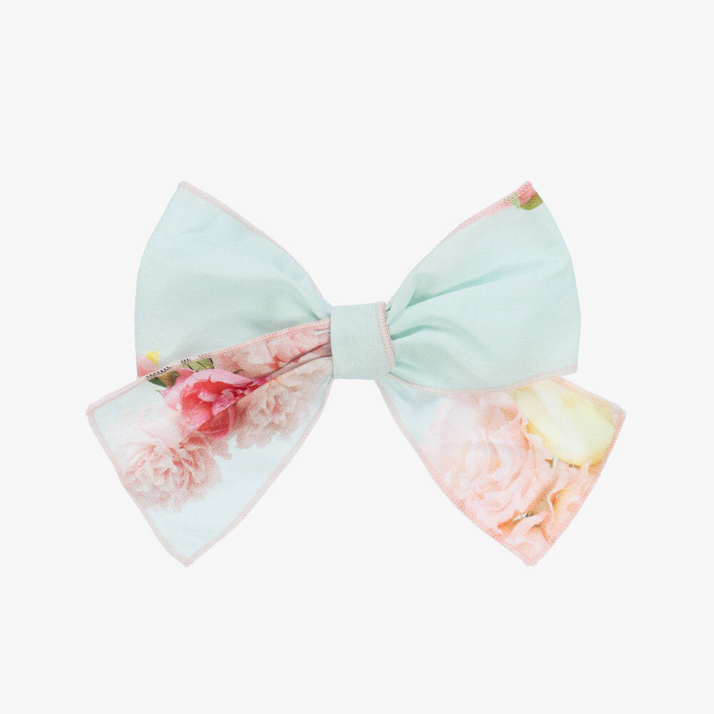 Phi Clothing-Girls Blue & Pink Roses Hair Clip (18cm) | Childrensalon Outlet