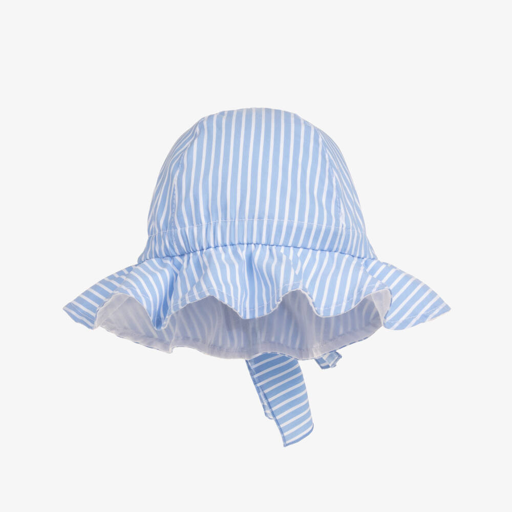 Phi Clothing-Синяя полосатая шляпа с бантом для солнца для девочек | Childrensalon Outlet