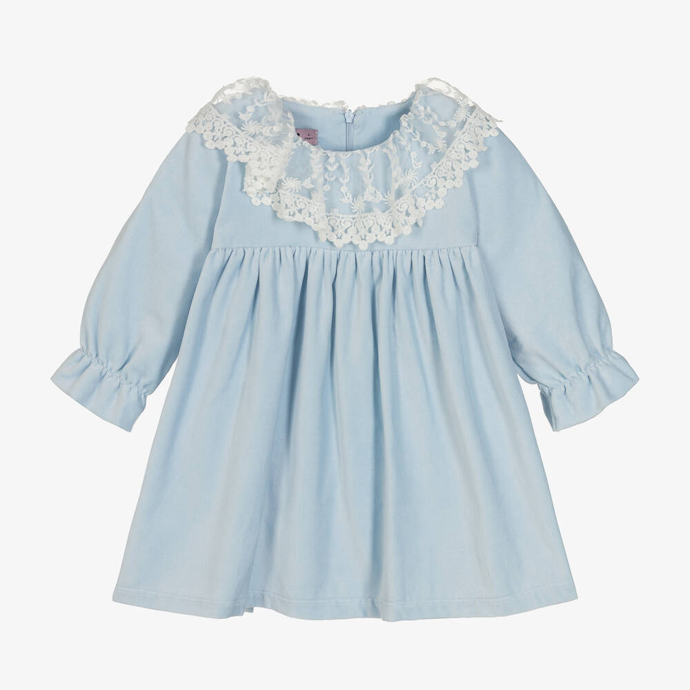 Phi Clothing - Robe bleue en velours Fille | Childrensalon