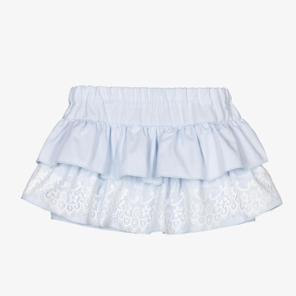 Phi Clothing - Jupe-short bleue et blanche à dentelle Fille | Childrensalon