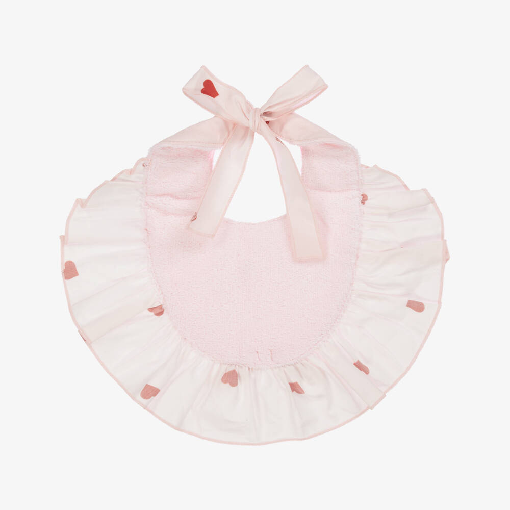 Phi Clothing-Girls Blush Cotton Heart-Embellished Bib | Childrensalon Outlet