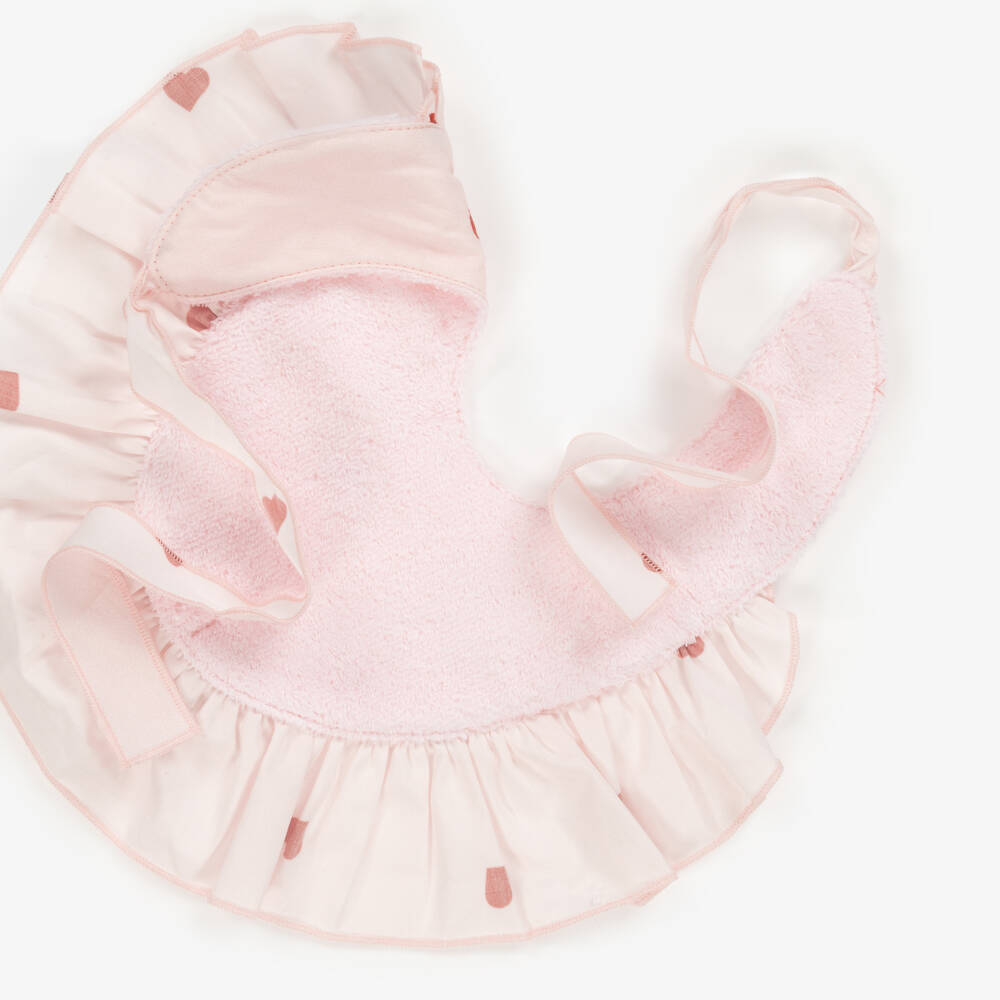 Phi Clothing-Girls Blush Cotton Heart-Embellished Bib | Childrensalon Outlet
