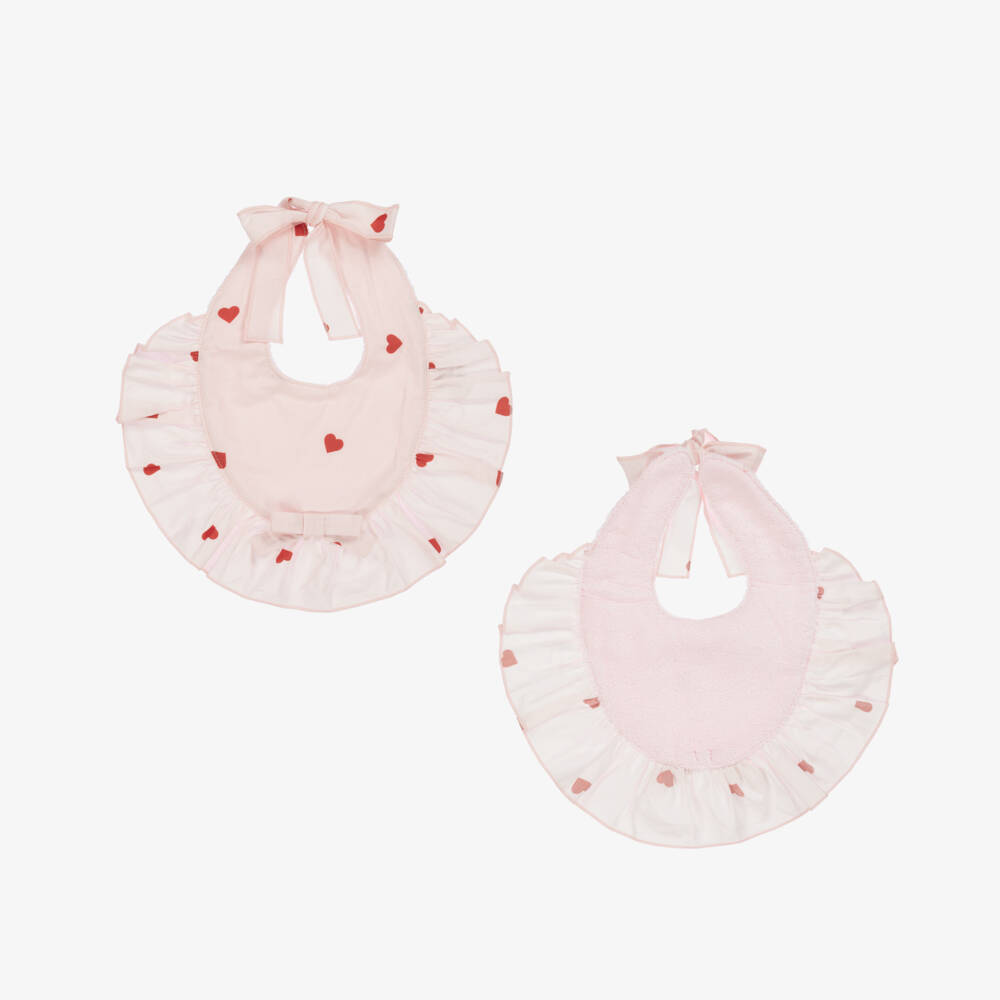 Phi Clothing-Girls Blush Cotton Heart-Embellished Bib | Childrensalon Outlet