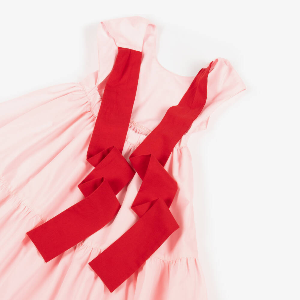 Phi Clothing-فستان قطني وردي متعدد الطبقات للبنات | Childrensalon Outlet