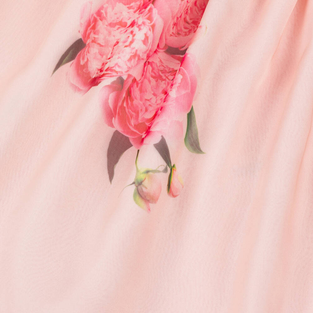 Phi Clothing-Платье из органзы с цветочным узором для девочек в нежно-розовом цвете | Childrensalon Outlet