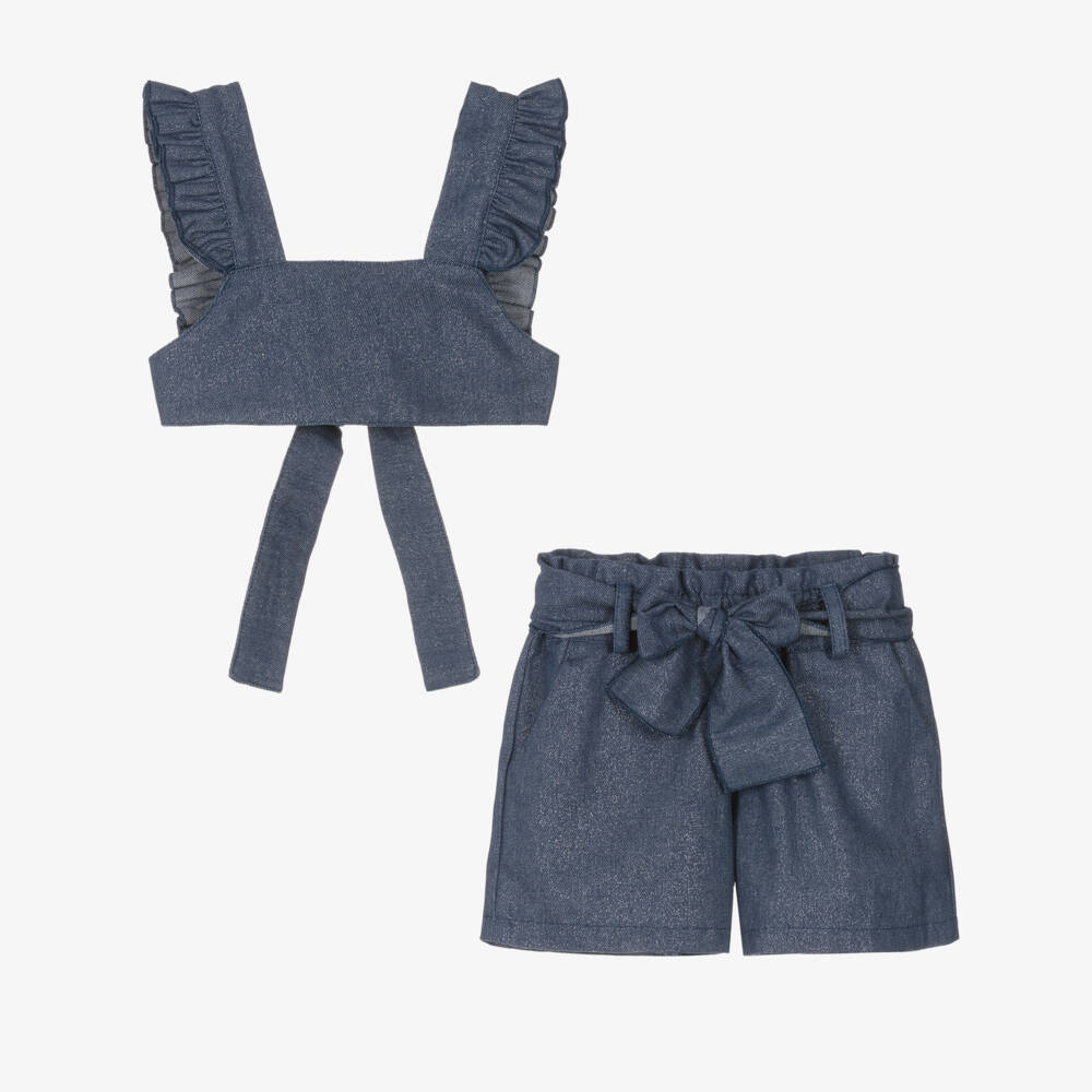 Phi Clothing-Girls Breezy Blue Shorts Ensemble | Childrensalon Outlet
