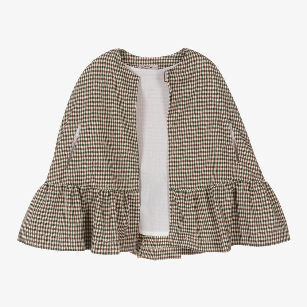 Phi Clothing-Кейп в коричнево-зеленую клетку | Childrensalon Outlet