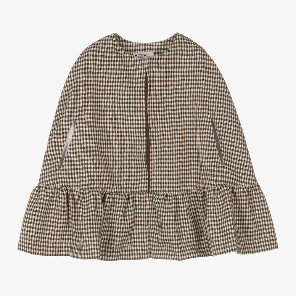 Phi Clothing - Cape marron et verte à carreaux | Childrensalon