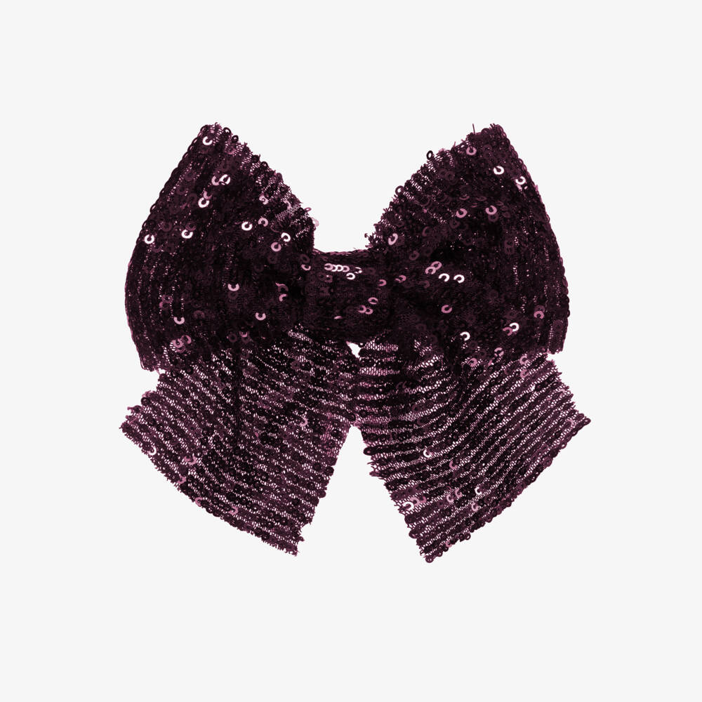 Phi Clothing-Girls Burgundy Red Sequin Bow Hair Clip (15cm) | Childrensalon Outlet