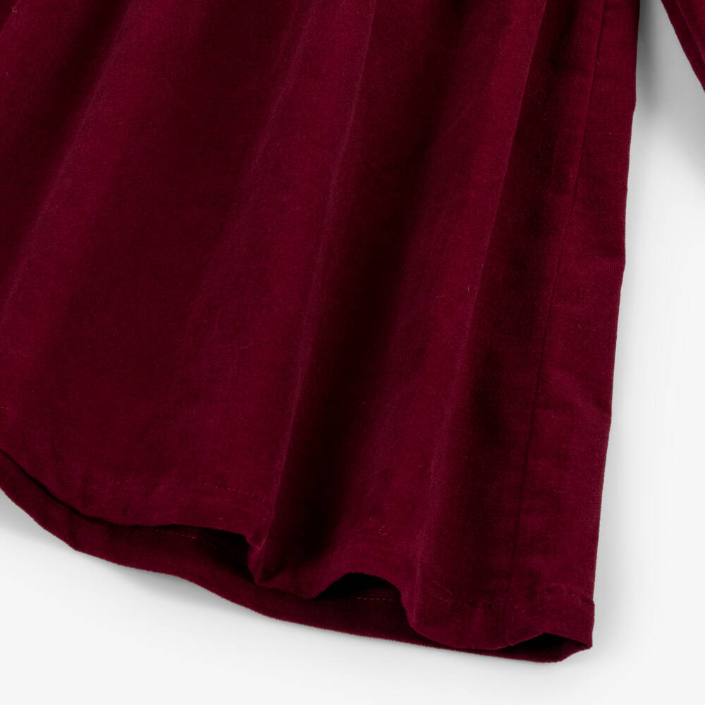 Phi Clothing-Girls Burgundy Red Velour Dress with Tulle Collar | Childrensalon Outlet