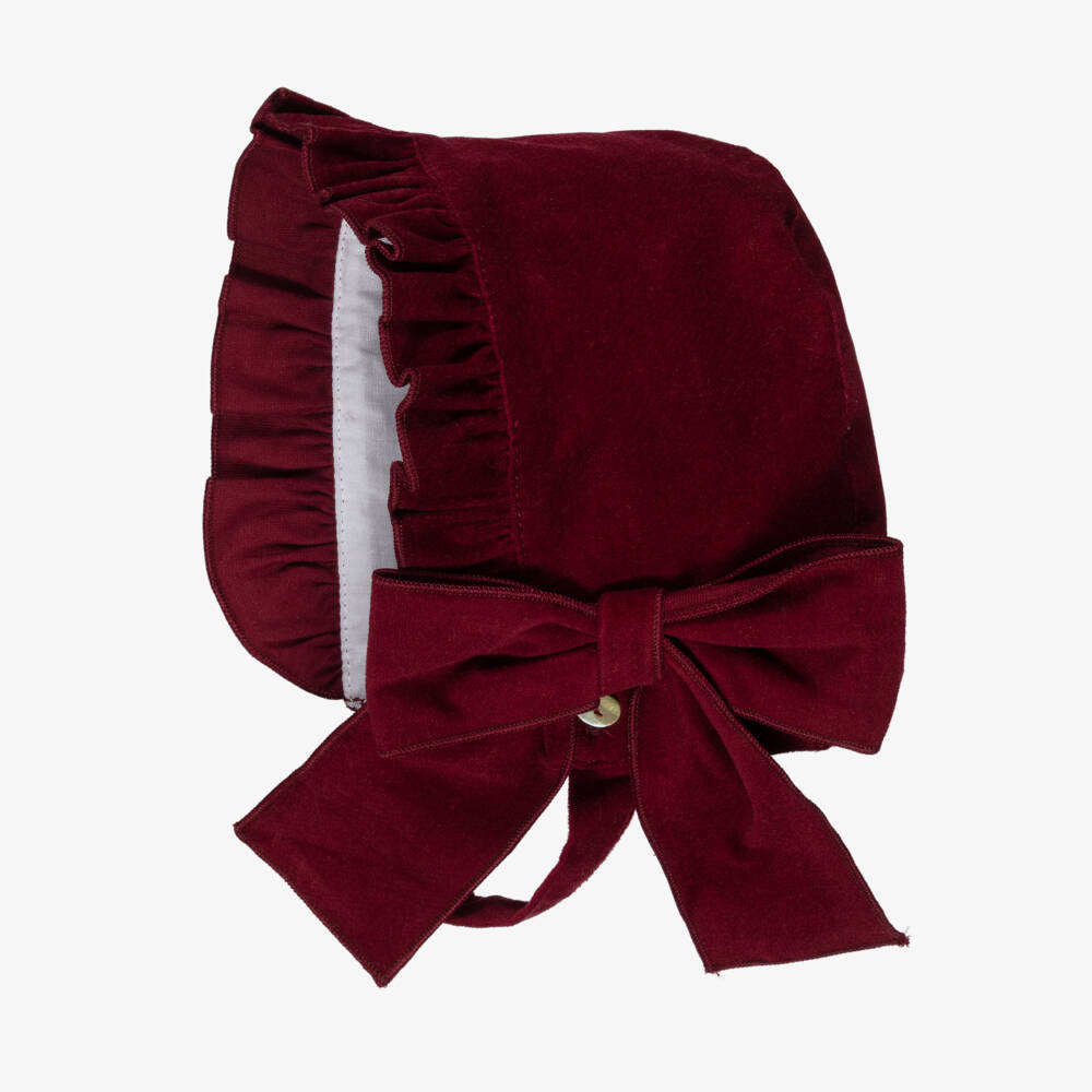 Phi Clothing-Girls Burgundy Red Velvet Bonnet | Childrensalon Outlet