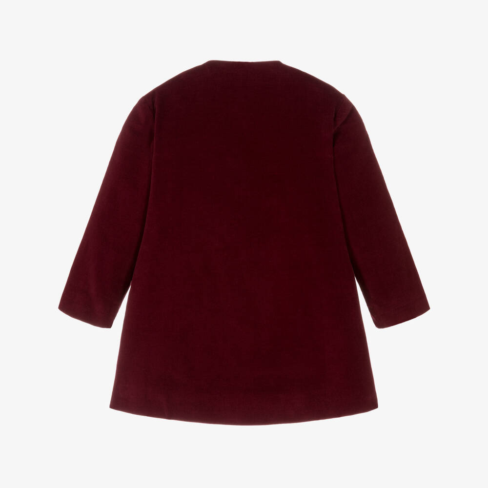 Phi Clothing-Girls Burgundy Velvet Coat with Black Bow | Childrensalon Outlet