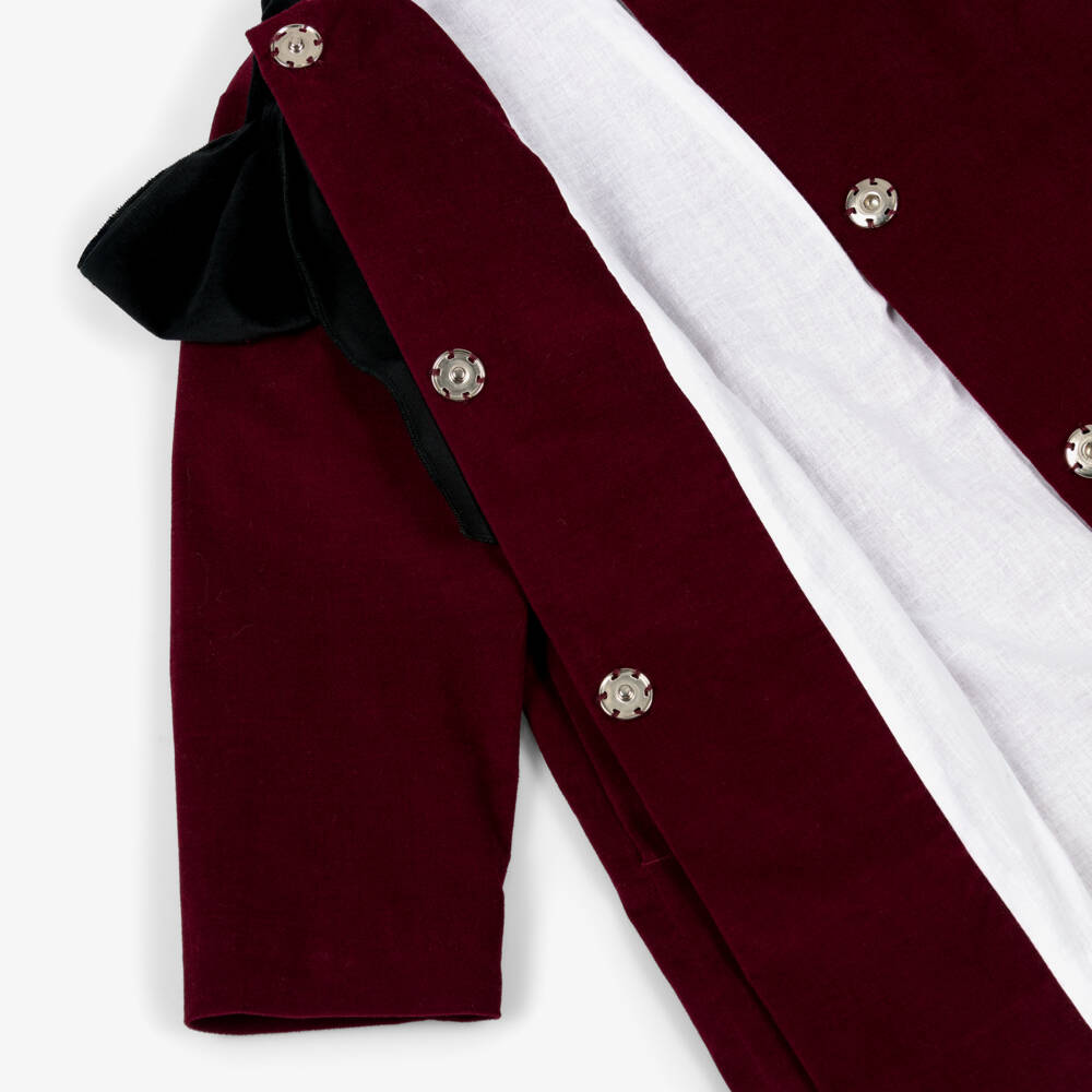 Phi Clothing-Girls Burgundy Velvet Coat with Black Bow | Childrensalon Outlet