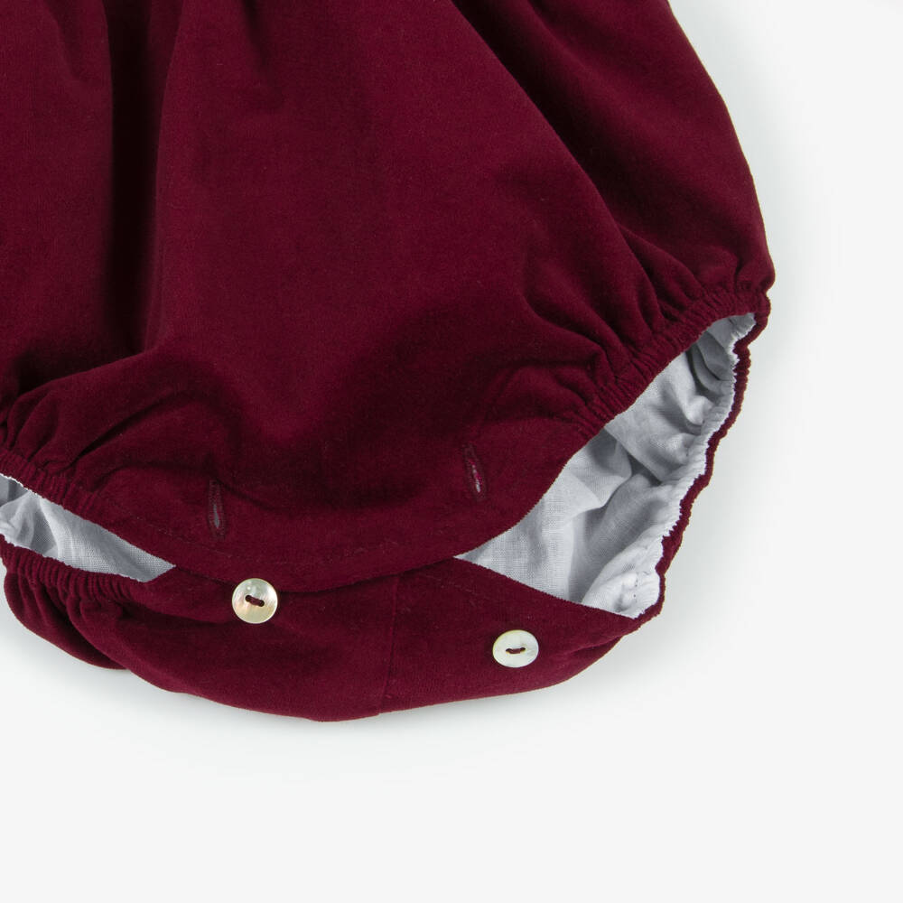 Phi Clothing-Girls Burgundy Velvet Shortie with Scalloped White Collar | Childrensalon Outlet