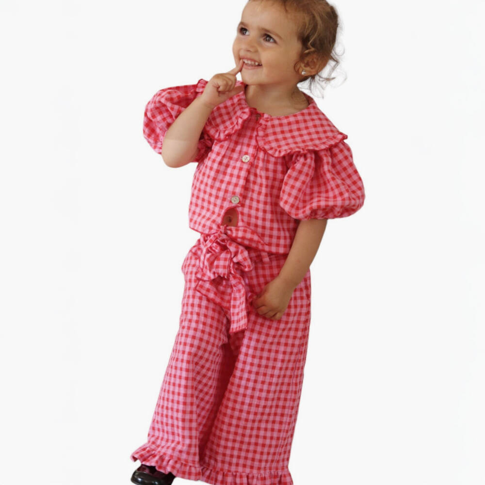 Phi Clothing-Girls Charming Pink & Red Check Top | Childrensalon Outlet