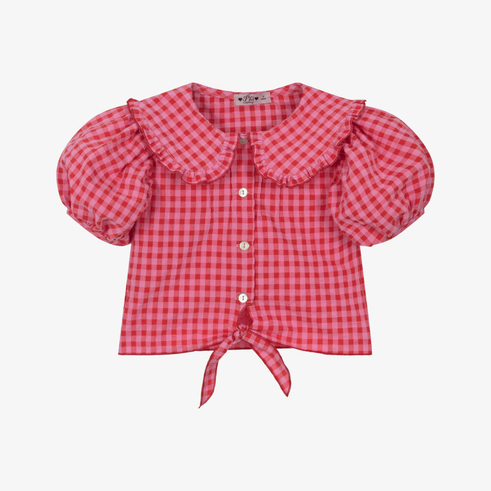 Phi Clothing-Girls Charming Pink & Red Check Top | Childrensalon Outlet
