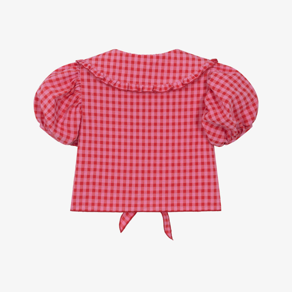 Phi Clothing-Girls Charming Pink & Red Check Top | Childrensalon Outlet