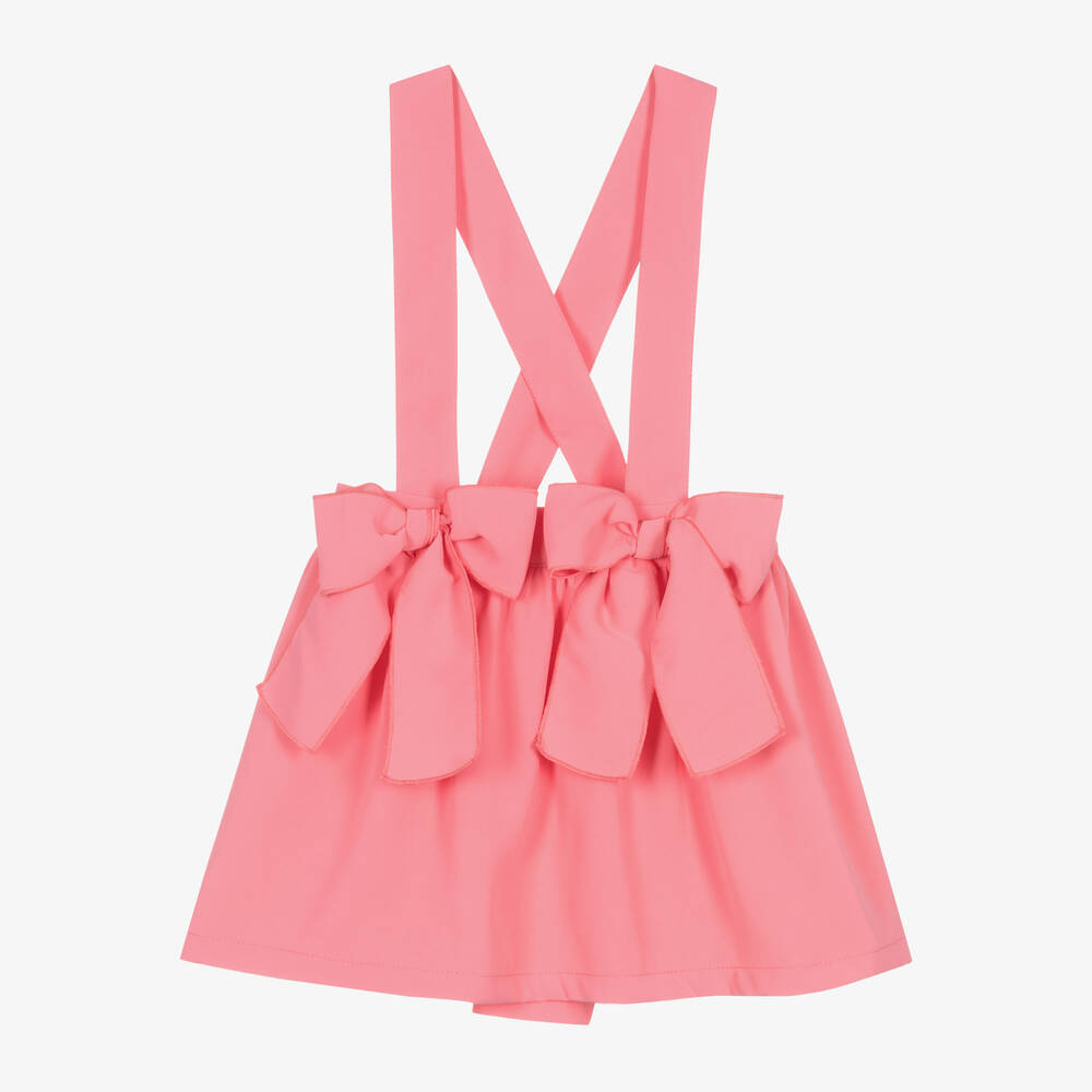 Phi Clothing-Girls Coral Pink Crêpe Bow Skirt | Childrensalon Outlet