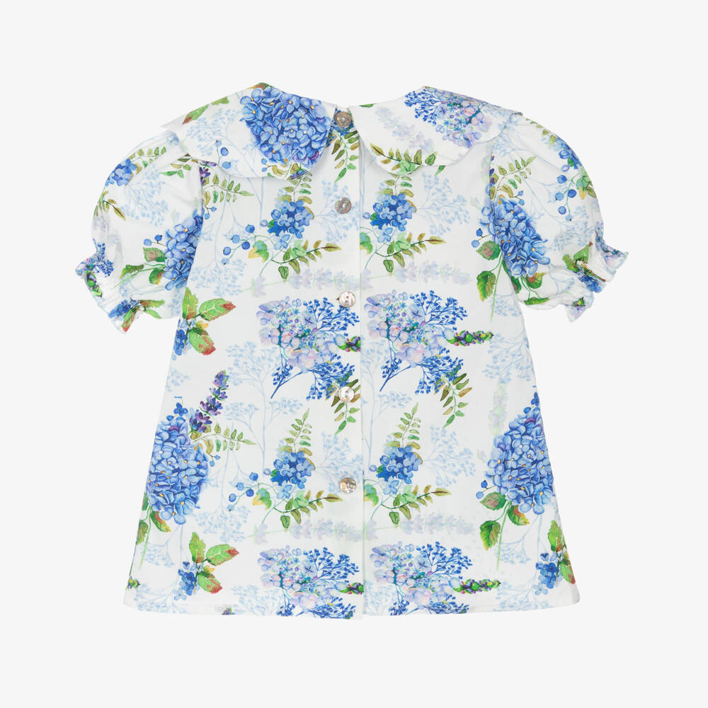 Phi Clothing-Блузка из хлопка с синими цветами для девочек | Childrensalon Outlet