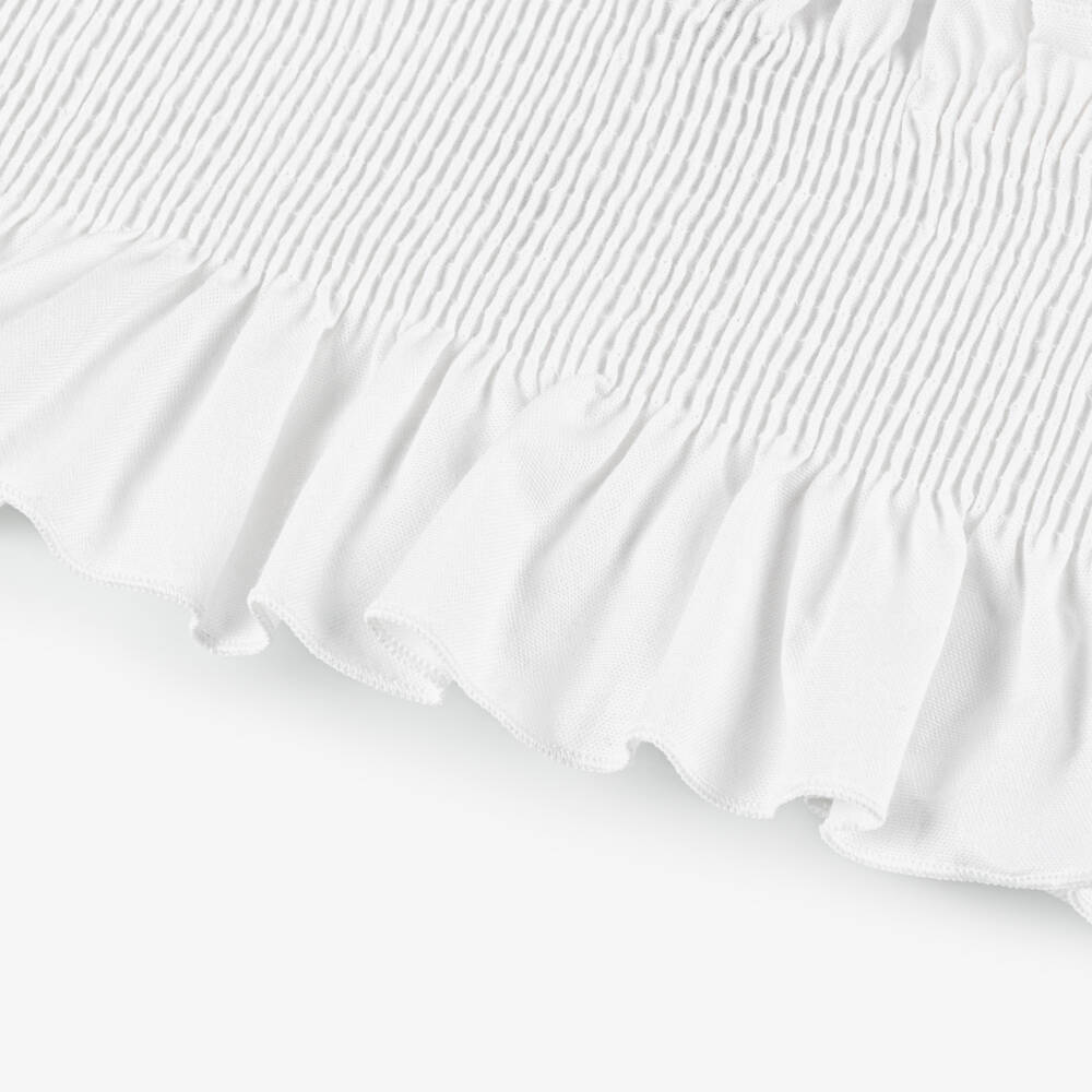 Phi Clothing-بلوزة بيضاء قطنية مجعدة للبنات | Childrensalon Outlet