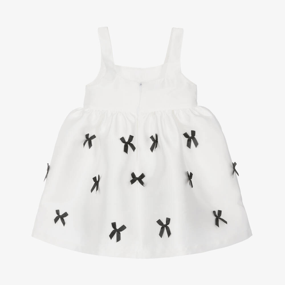 Phi Clothing-فستان ساتان كريمي للبنات مع فيونكات | Childrensalon Outlet