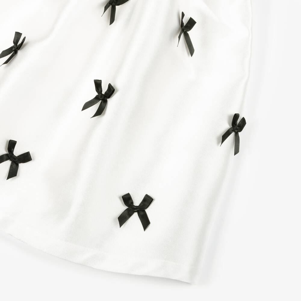 Phi Clothing-فستان ساتان كريمي للبنات مع فيونكات | Childrensalon Outlet