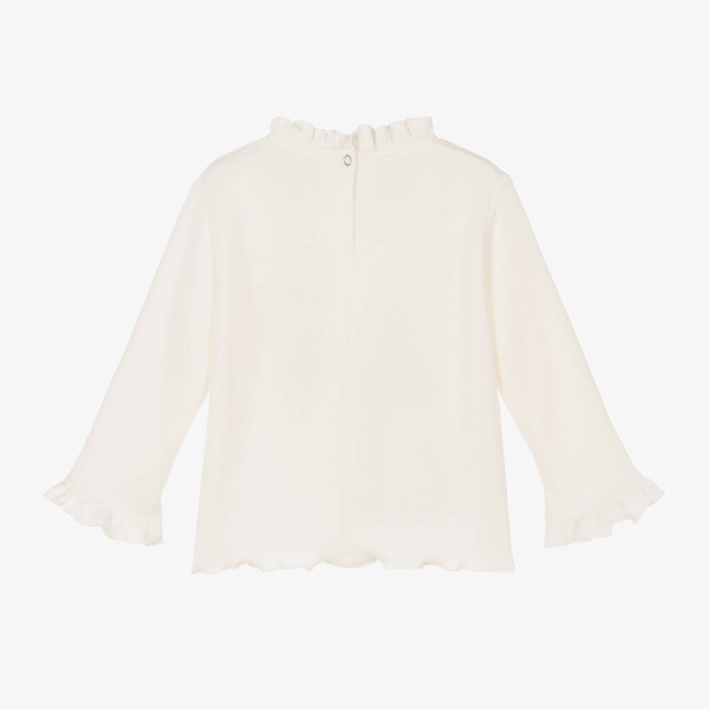 Phi Clothing-Girls Cream Velvet Ribbon Sweater | Childrensalon Outlet