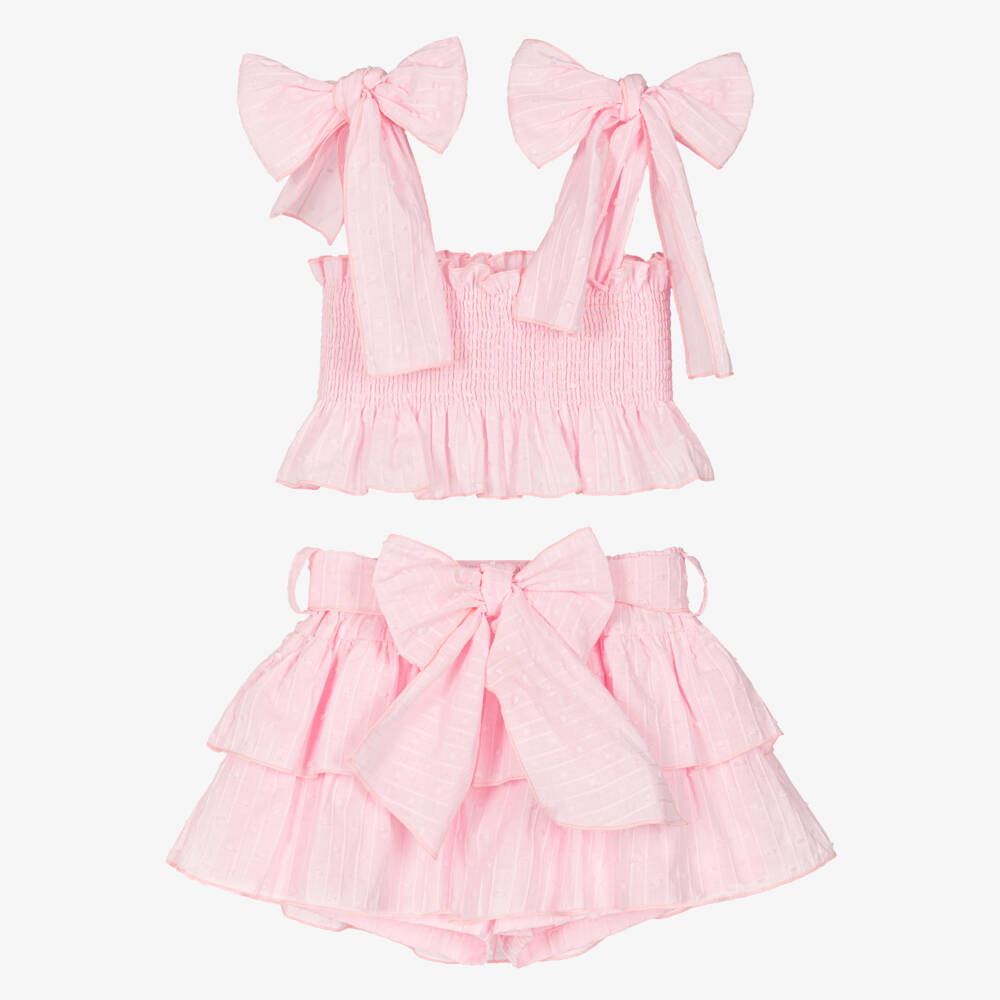 Phi Clothing-Girls' Delightful Pink Cotton Ensemble | Childrensalon Outlet