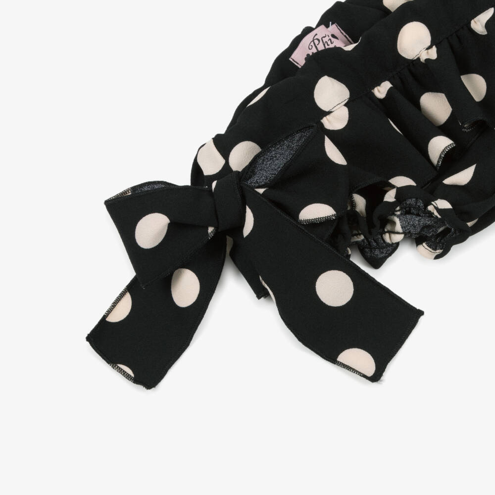 Phi Clothing-Girls Ebony Spotty Frill Pants | Childrensalon Outlet