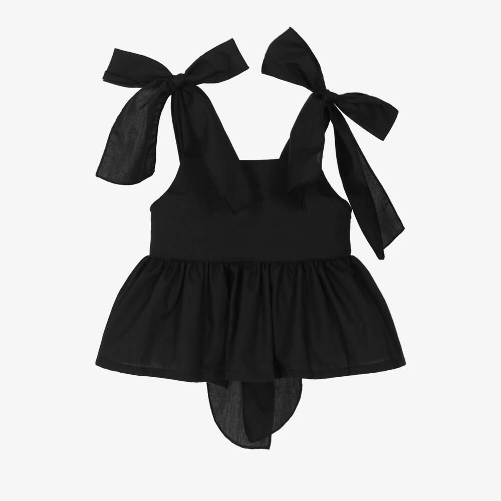 Phi Clothing-Girls Elegant Black Bow Top | Childrensalon Outlet