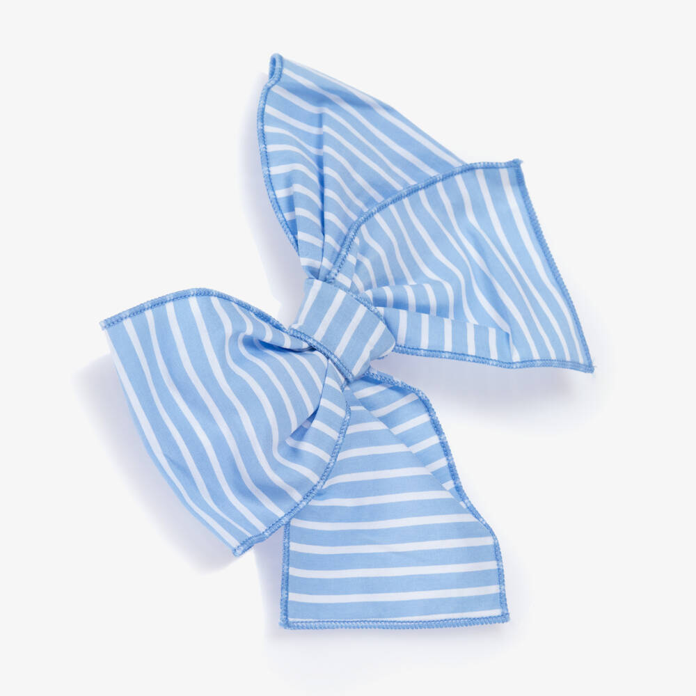 Phi Clothing-Girls Elegant Blue Stripe Bow Clip | Childrensalon Outlet