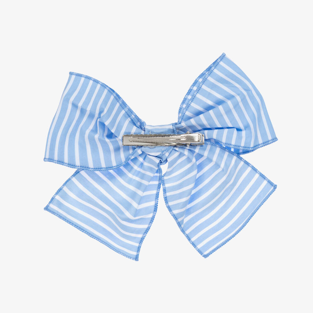 Phi Clothing-Girls Elegant Blue Stripe Bow Clip | Childrensalon Outlet