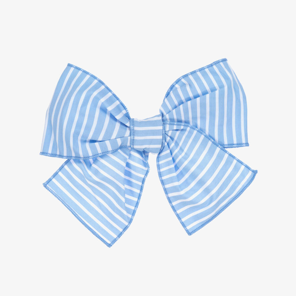 Phi Clothing-Girls Elegant Blue Stripe Bow Clip | Childrensalon Outlet