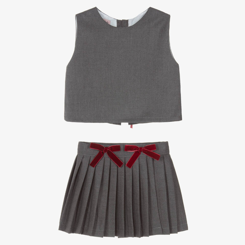 Phi Clothing-Girls Elegant Grey Skirt Ensemble | Childrensalon Outlet