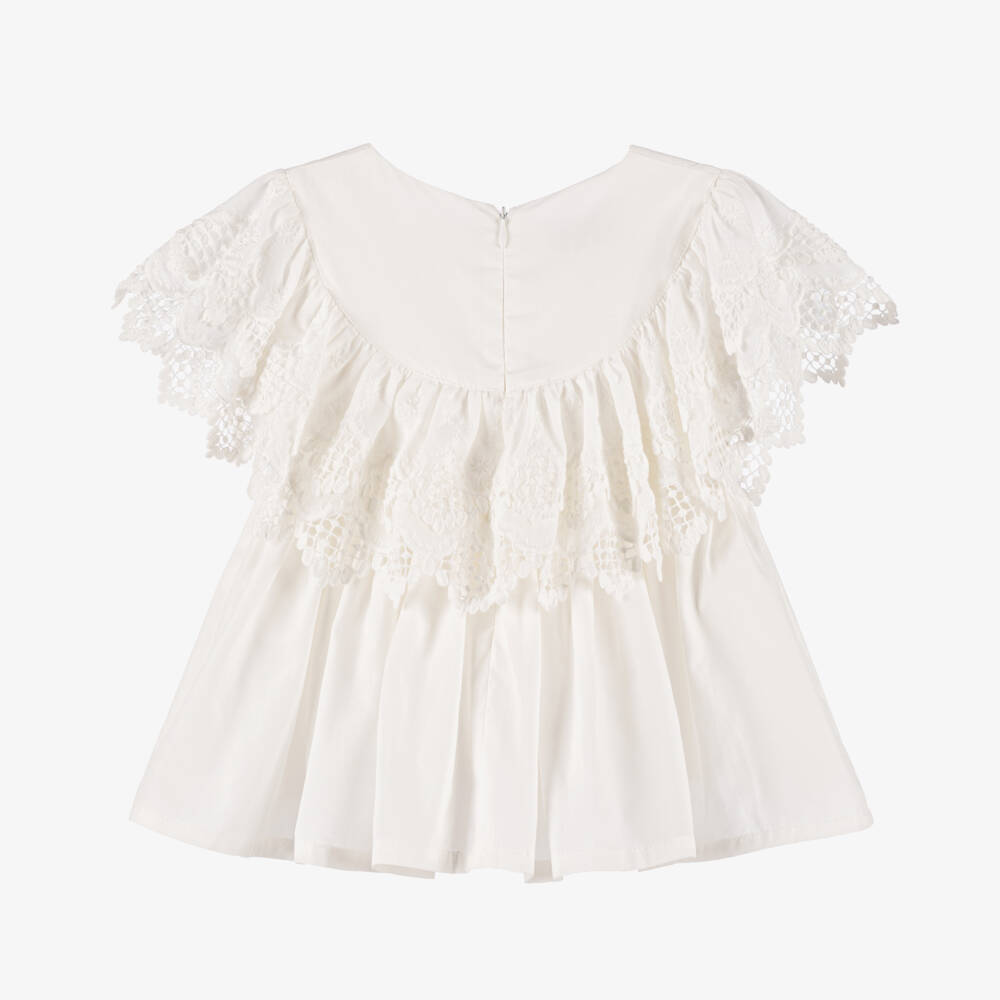 Phi Clothing-بلوزة دانتيل عاجية أنيقة للبنات | Childrensalon Outlet