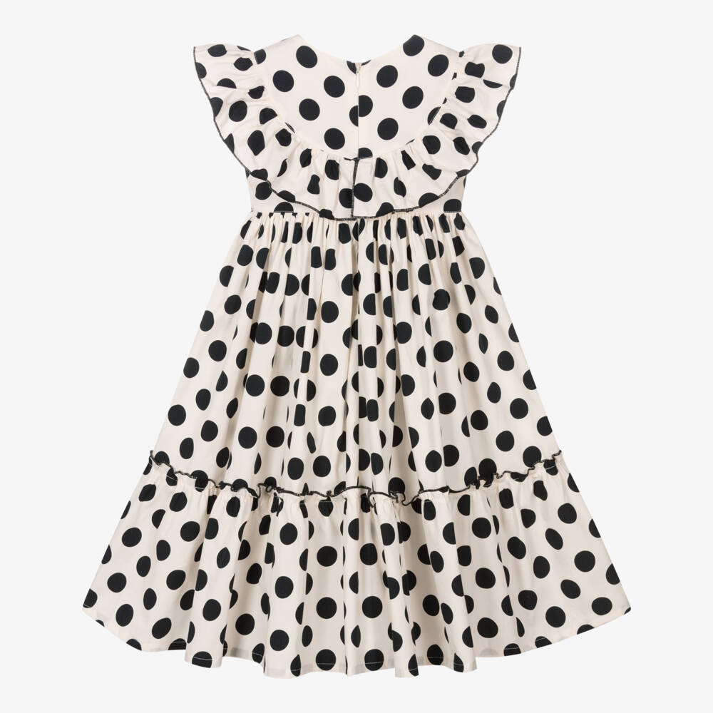 Phi Clothing-Girls Elegant Ivory Polka Dress | Childrensalon Outlet