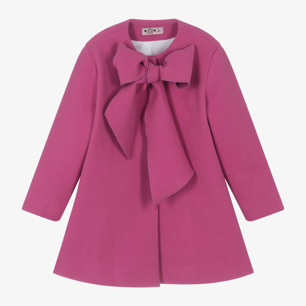 Phi Clothing-Girls Elegant Pink Coat with Bow | Childrensalon Outlet