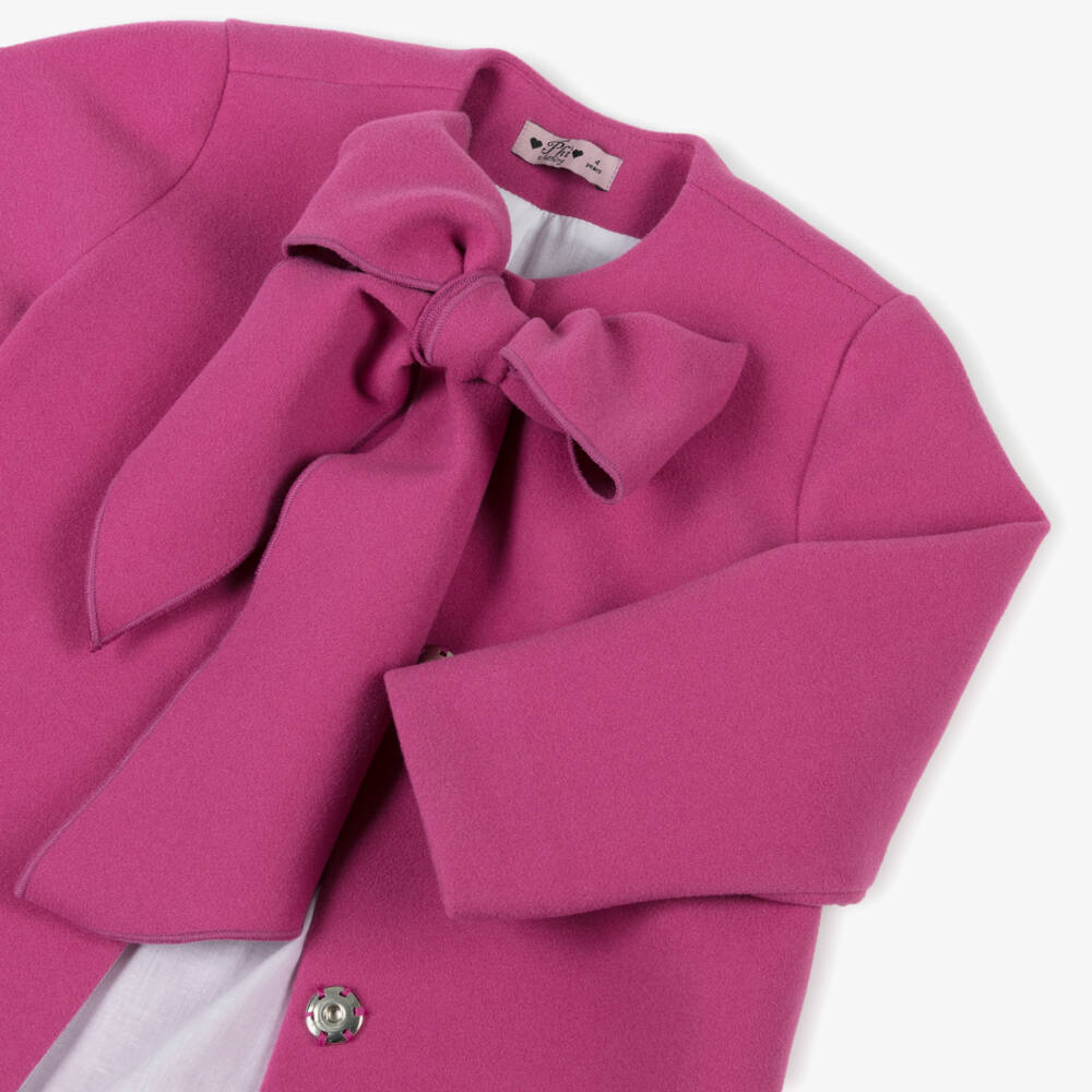 Phi Clothing-Girls Elegant Pink Coat with Bow | Childrensalon Outlet