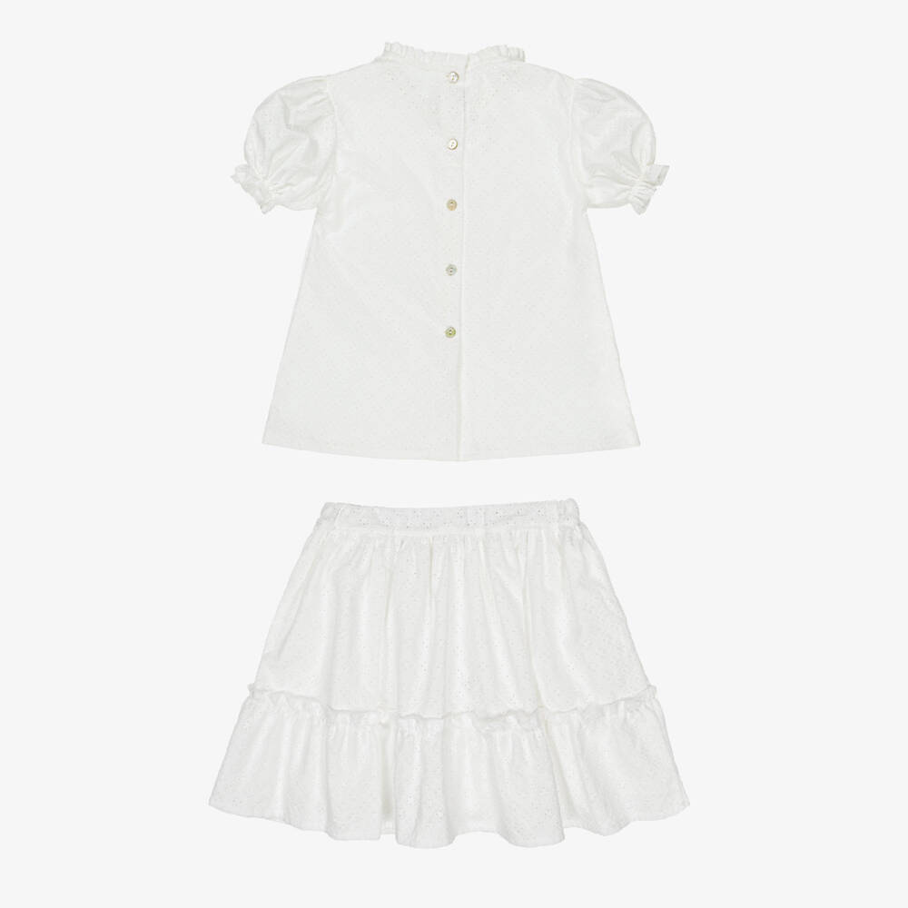 Phi Clothing-Girls Elegant White Embroidered Skirt Duo | Childrensalon Outlet