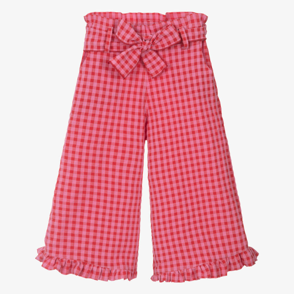 Phi Clothing-سروال بناتي وردي بنقشة المربعات | Childrensalon Outlet
