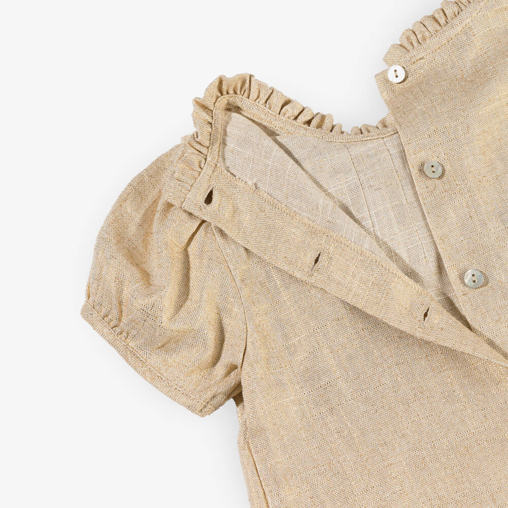 Phi Clothing-Girls Gold Blouse with Ruffle Collar & Bow | Childrensalon Outlet