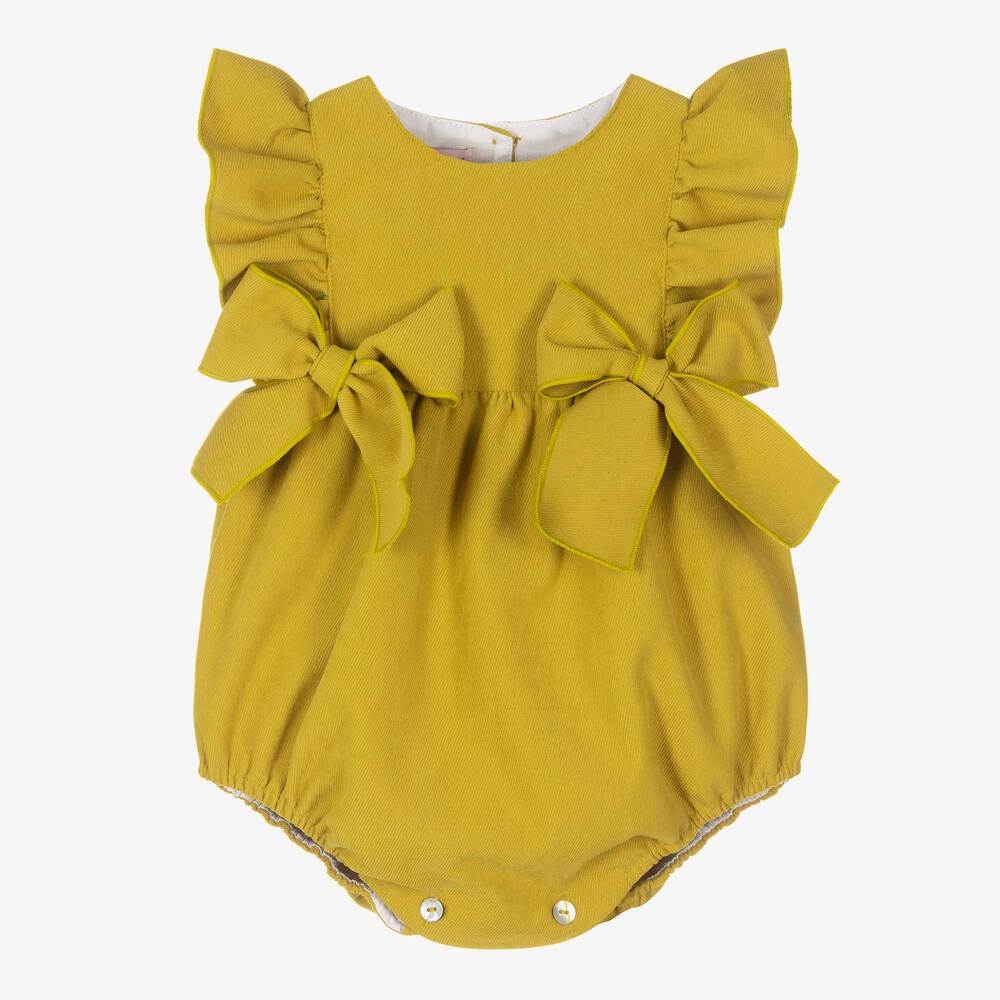 Phi Clothing - Girls Green Corduroy Bow Shortie | Childrensalon