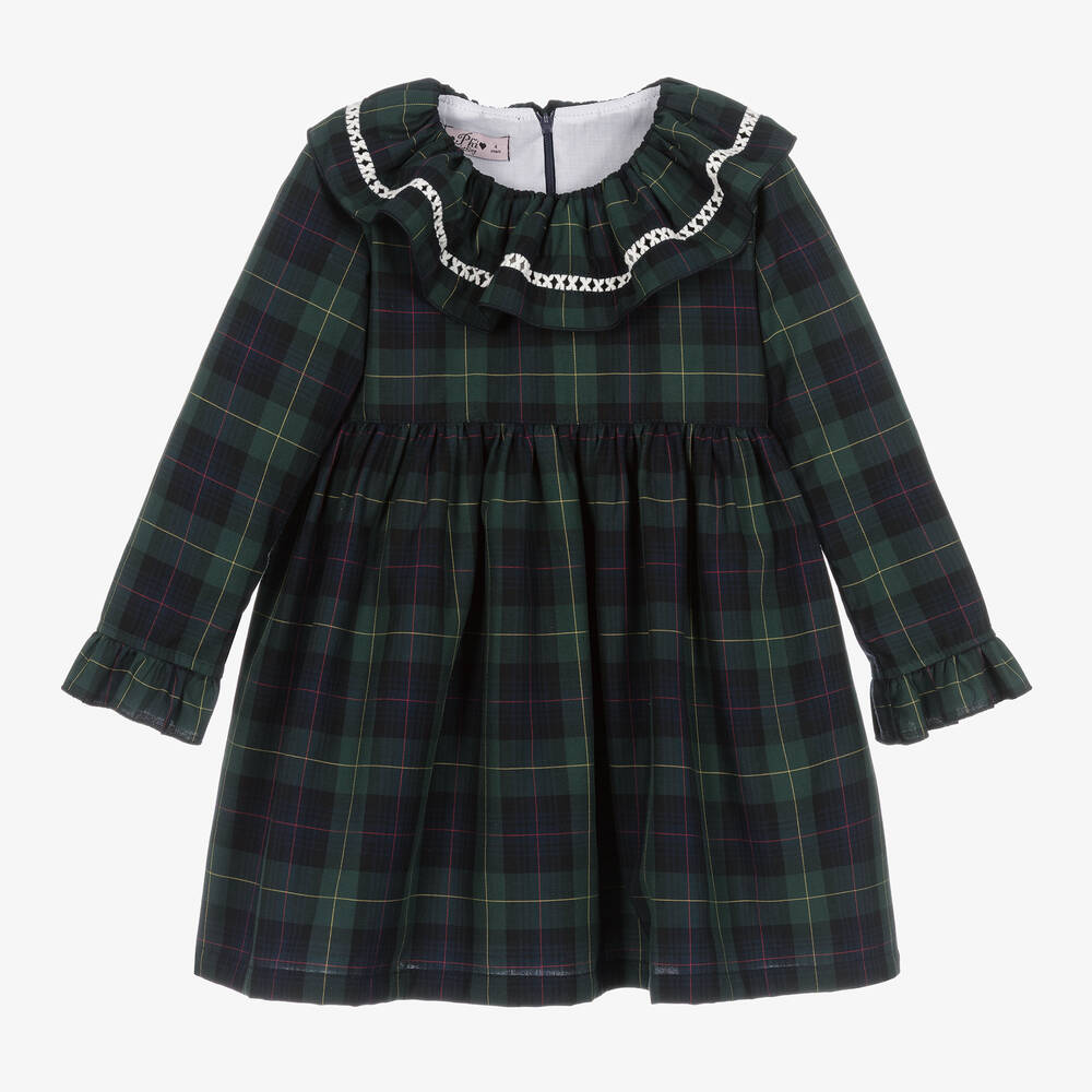 Phi Clothing-Girls Green Cotton Tartan Dress | Childrensalon Outlet